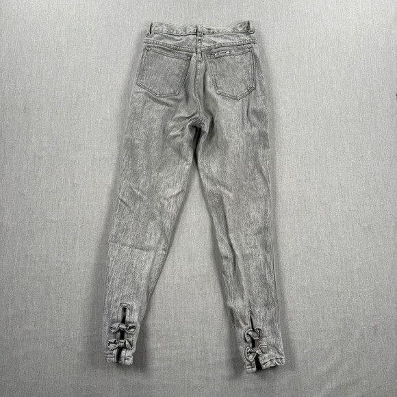 Pure Jeanswear Denim - Pure Jeanswear Vintage Grey Acid Wash Bow Ankle Tapered Jeans Womens Size 9